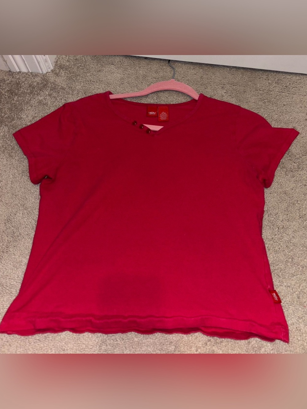 St. John's Bay Red Short-Sleeve Tee with Notch Detail